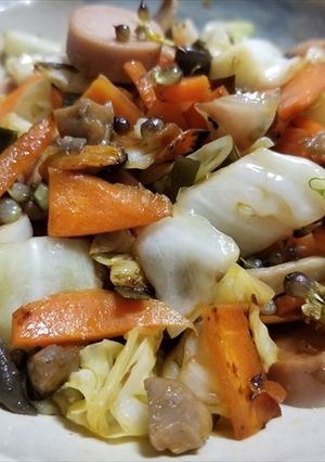3種のヒラタケ、ノビルのムカゴの野菜炒め-レシピのメイン写真