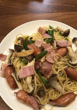 粗挽きソーセージの醤油味スパゲティ-レシピのメイン写真
