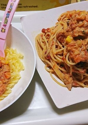 豆乳とトマトのクリームパスタ風-レシピのメイン写真