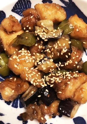 鶏肉とナスとピーマンの甘辛揚げ-レシピのメイン写真