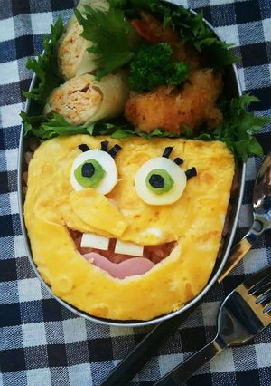キウイで目！スポンジボブ！オムライス弁当-レシピのメイン写真