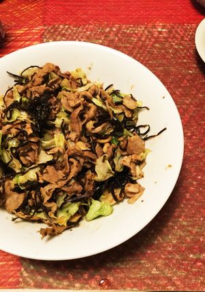 豚肉、キャベツ、舞茸のゴマ昆布炒め-レシピのメイン写真