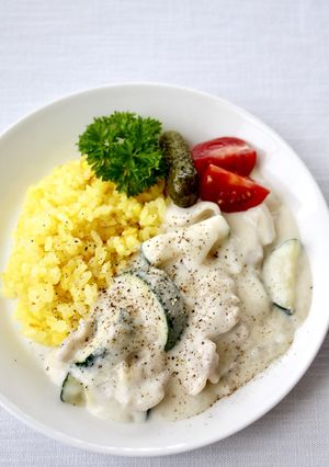 【豚とズッキーニのクリームごはん】-レシピのメイン写真