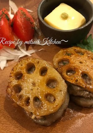 豆腐入でかさ増し！蓮根のはさみ焼き-レシピのメイン写真