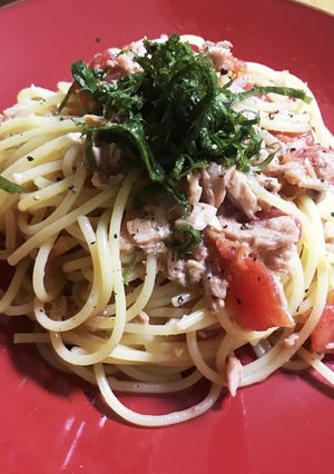 ツナ トマト 大葉の冷製パスタ-レシピのメイン写真