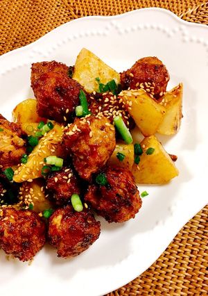 *じゃがいもと肉だんごの黒酢あん*-レシピのメイン写真