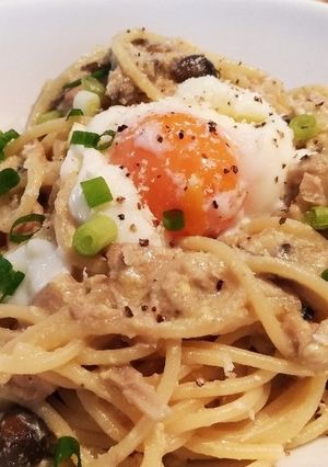 ツナと茸のカルボナーラ-レシピのメイン写真
