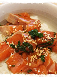 めんつゆで簡単楽々☆サーモンの漬け丼-レシピのメイン写真
