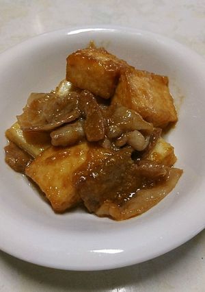 厚揚げと豚バラ肉のにんにく味噌炒め-レシピのメイン写真