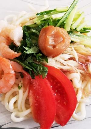 さっぱり夏梅干し夏バテ回復冷やしうどん-レシピのメイン写真