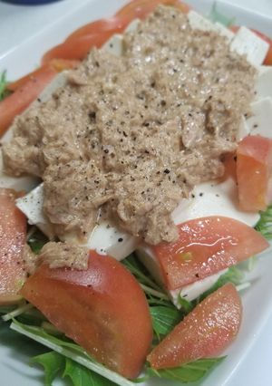 豆腐deガチツナ水菜サラダ-レシピのメイン写真