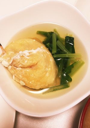 簡単！たまご巾着と小松菜の白だし煮-レシピのメイン写真