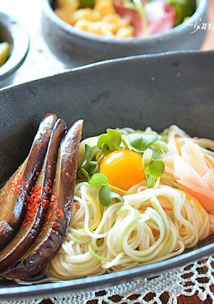 ピリ辛ナスを添えて彩り素麺♪-レシピのメイン写真