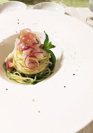 冷や麦で作る緑の冷製パスタ♪-レシピのメイン写真
