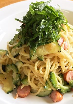 簡単カフェ飯★ゴーヤの和風ペペロンチーノ-レシピのメイン写真