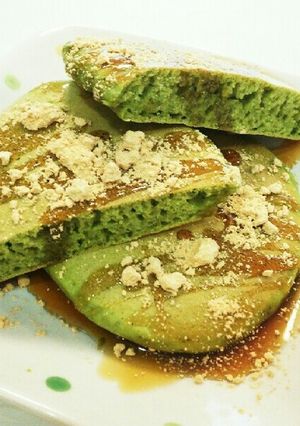 黒蜜きな粉で食べる 抹茶ホットケーキ-レシピのメイン写真