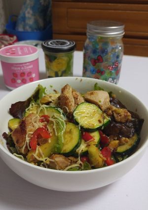 ズッキーニとアボカドと鶏肉のチーズ炒め物-レシピのメイン写真