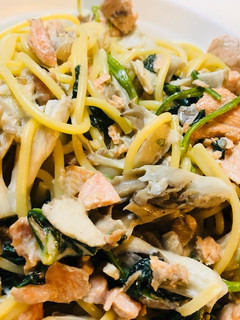 具だくさん!鮭ときのこのクリームパスタ-レシピのメイン写真