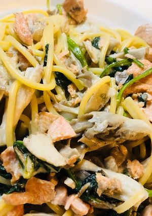 具だくさん!鮭ときのこのクリームパスタ-レシピのメイン写真