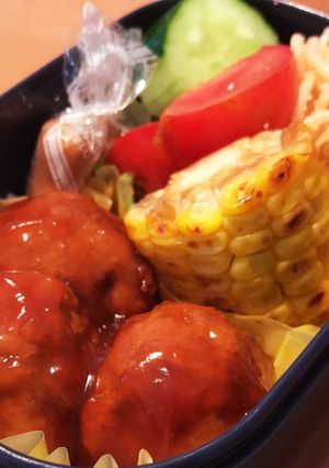 甘酢あん肉団子inお弁当-レシピのメイン写真