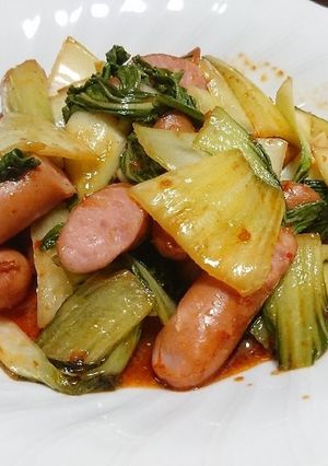 ウインナーとチンゲン菜のピリ辛炒め-レシピのメイン写真
