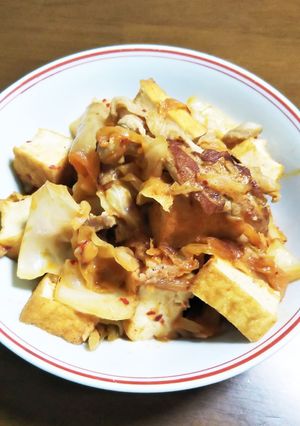 簡単！キャベツと厚揚げピリ辛炒め-レシピのメイン写真