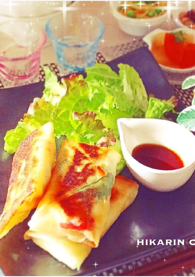 揚げない☆蒸し鶏の梅しそチーズ春巻き♪-レシピのメイン写真