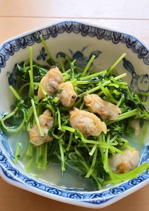 レンチン😋豆苗と冷凍あさりのごま油香る酒蒸し-レシピのメイン写真