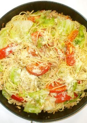 トマトツナ缶のパスタ♪簡単チーズキャベツ-レシピのメイン写真