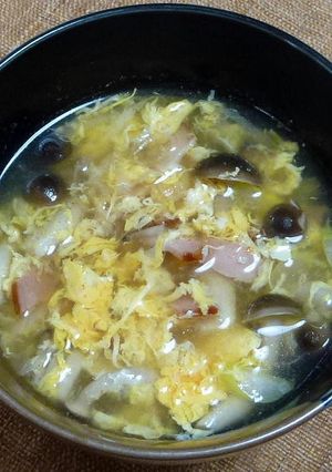 焼豚とブナシメジの中華風かき玉スープ-レシピのメイン写真