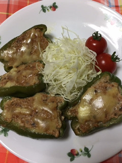 昆布入り肉詰めピーマンのチーズ焼き-レシピのメイン写真