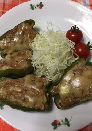 昆布入り肉詰めピーマンのチーズ焼き-レシピのメイン写真