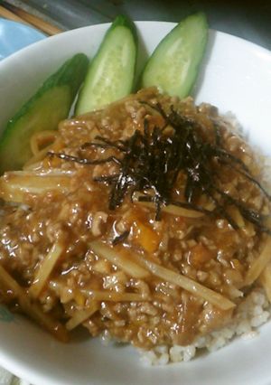 ジャージャー麺、飯・千切りじゃが芋入りで-レシピのメイン写真