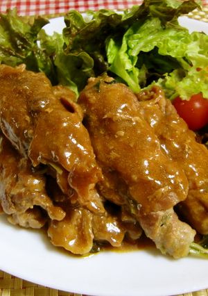 ★こま切れ肉で＊豚肉の豆苗巻き甘辛煮＊♪-レシピのメイン写真