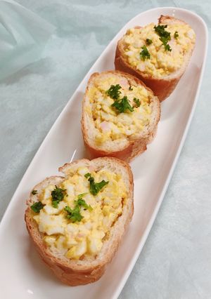 朝ごはんに!フランスパンのハム卵トースト-レシピのメイン写真