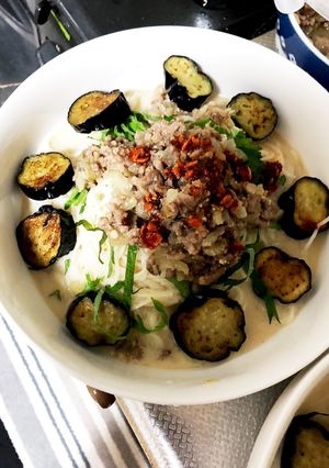 ナスと肉味噌の豆乳素麺-レシピのメイン写真