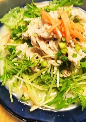 冷たい！水菜と豚のバリバリラーメン！-レシピのメイン写真