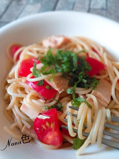 おひとりさま!冷製トマトパスタ-レシピのメイン写真