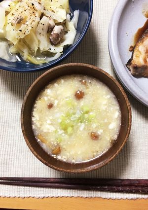 なめことくずし豆腐長芋のすり流し味噌汁-レシピのメイン写真
