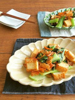 厚揚げと青梗菜とあさりのオイスター炒め-レシピのメイン写真