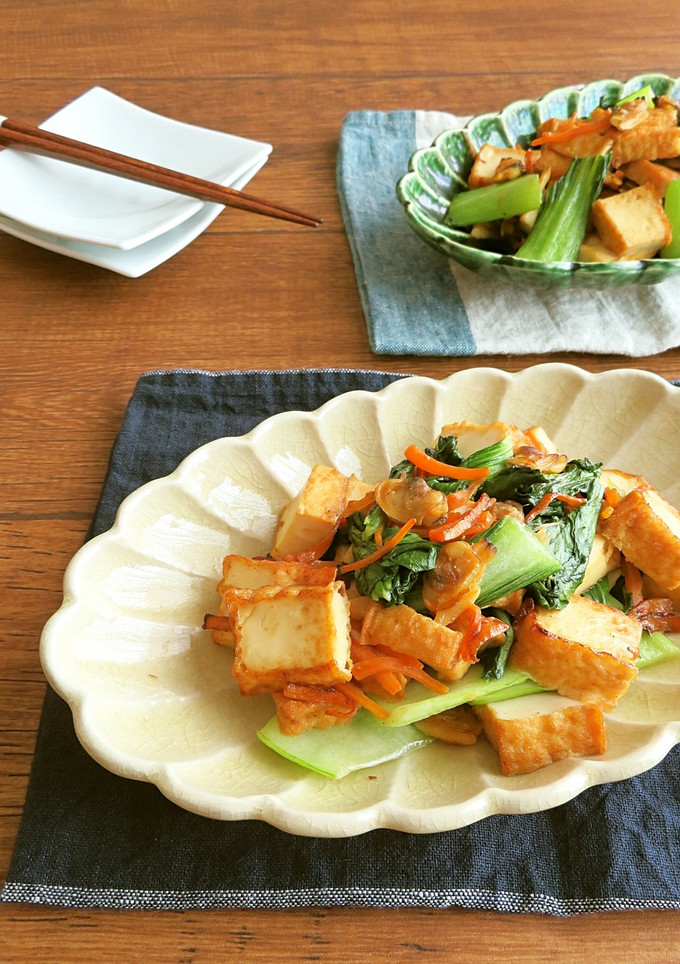 厚揚げと青梗菜とあさりのオイスター炒め-レシピのメイン写真