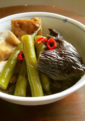 夏♪ピリッ！茄子サヤインゲン厚揚げの煮物-レシピのメイン写真