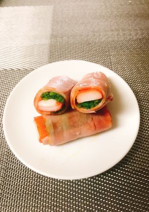 お弁当にベーコンのほうれん草&カニカマ巻-レシピのメイン写真