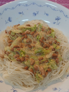 簡単☆レタス&ツナ入り納豆そうめん-レシピのメイン写真