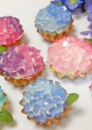 キラキラかわいい＊紫陽花カップケーキ-レシピのメイン写真