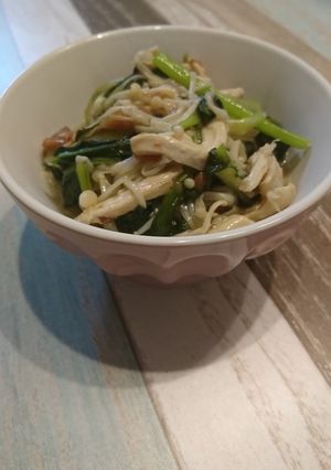 小松菜とえのきと鶏胸肉の梅炒め-レシピのメイン写真