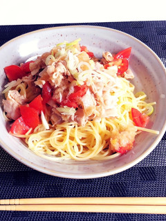 ポン酢で作る!豚しゃぶトマトの冷製パスタ-レシピのメイン写真