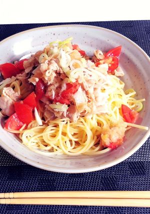 ポン酢で作る！豚しゃぶトマトの冷製パスタ-レシピのメイン写真