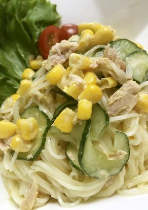 美人レシピ・サラダそうめんカレー風味-レシピのメイン写真