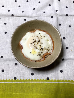レンジで簡単ハムエッグ-レシピのメイン写真